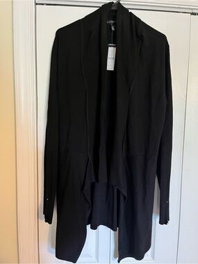 White House Black Market Black Draped Open-Front Cardigan